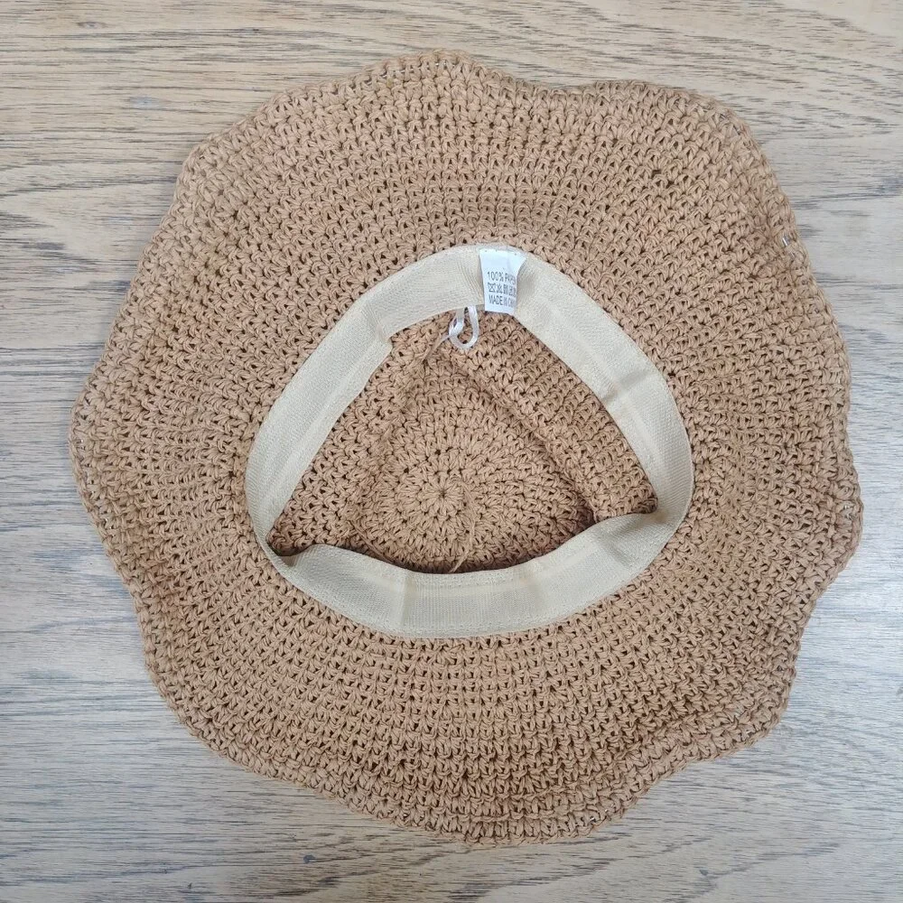 100% paper straw floppy summer sun hat wire brim